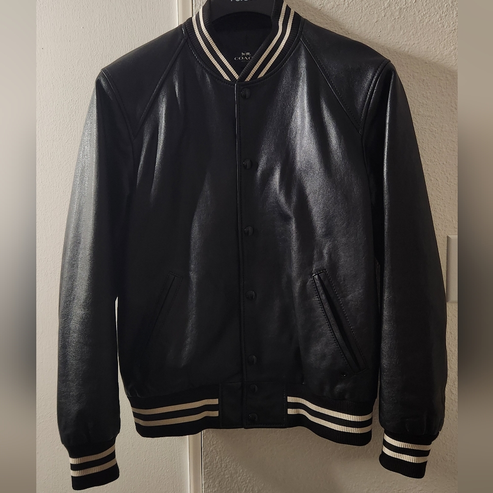 Coach leather varsity jacket